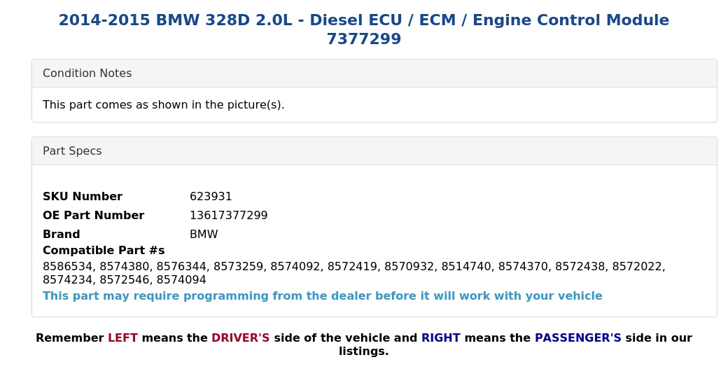 DIESEL ECU / ECM / ENGINE CONTROL MODULE