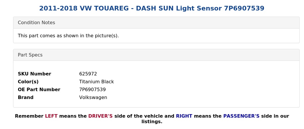 DASH SUN LIGHT SENSOR