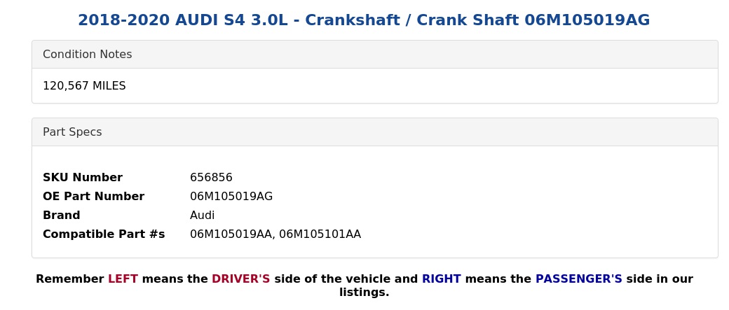 CRANKSHAFT / CRANK SHAFT