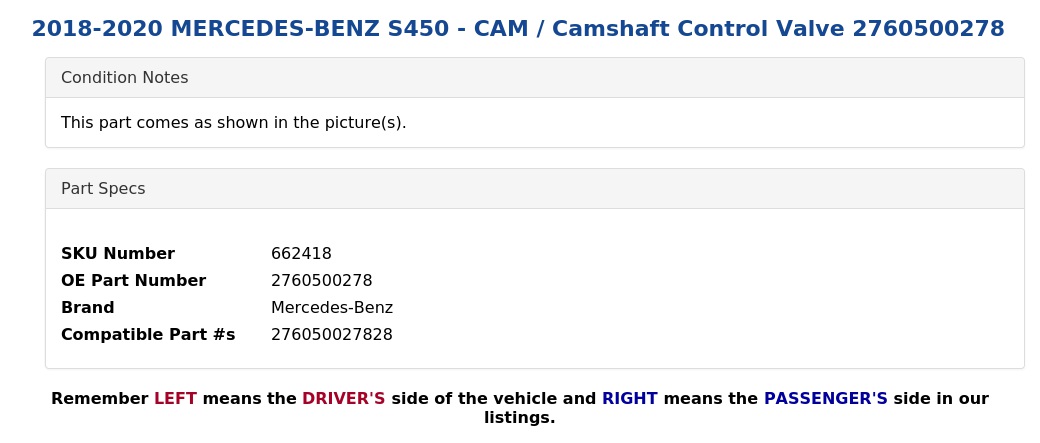 CAM / CAMSHAFT CONTROL VALVE