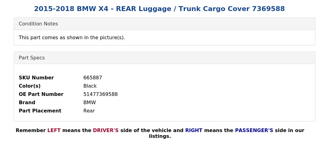 LUGGAGE / TRUNK CARGO COVER
