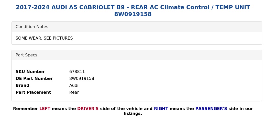 AC CLIMATE CONTROL / TEMP UNIT