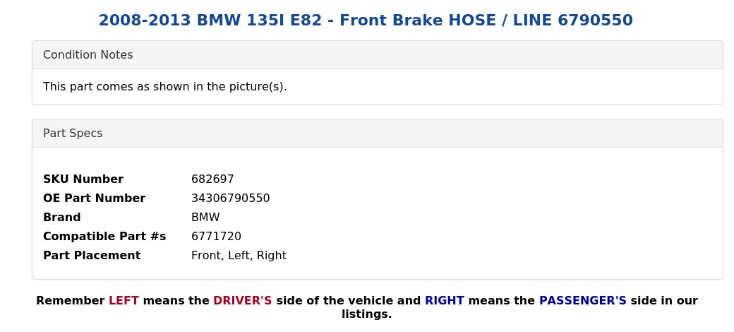 BRAKE HOSE / LINE