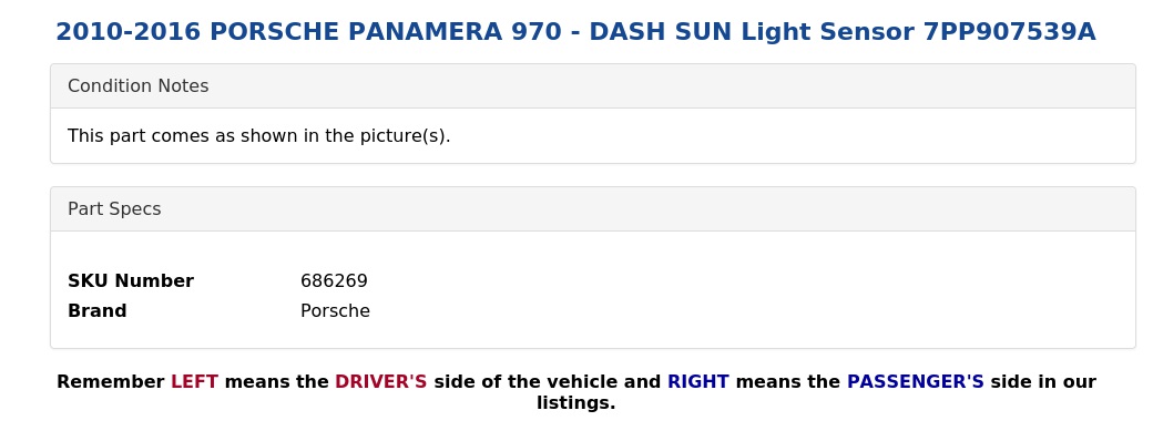 DASH SUN LIGHT SENSOR