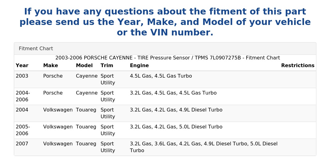 TIRE PRESSURE SENSOR / TPMS
