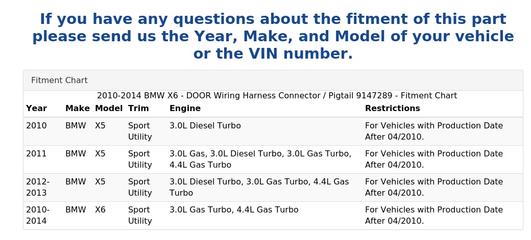 DOOR WIRING HARNESS CONNECTOR / PIGTAIL