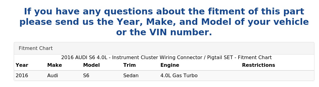INSTRUMENT CLUSTER WIRING CONNECTOR / PIGTAIL SET