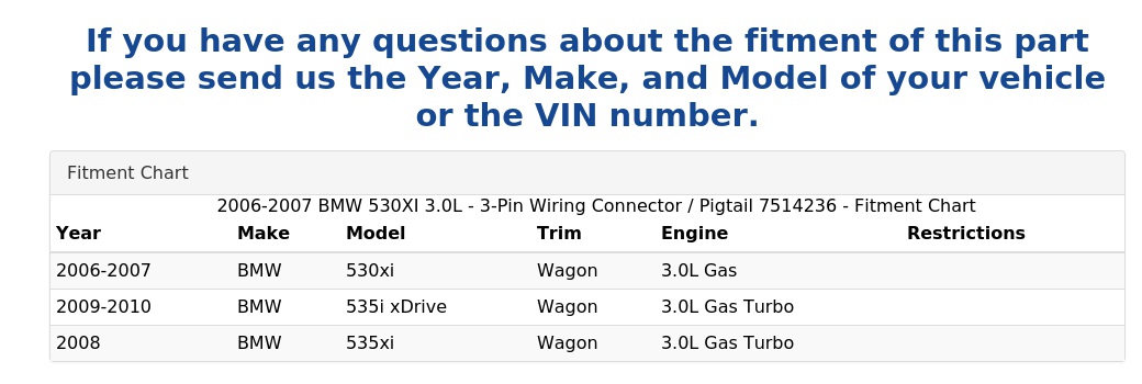 3-PIN WIRING CONNECTOR / PIGTAIL