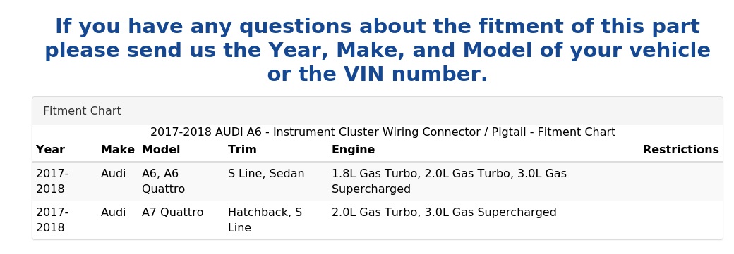 INSTRUMENT CLUSTER WIRING CONNECTOR / PIGTAIL