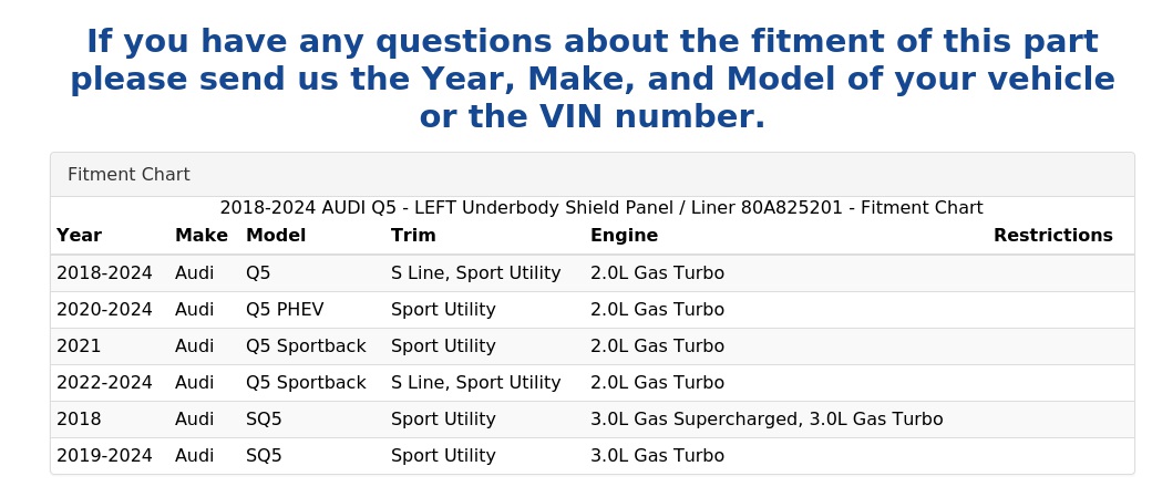 UNDERBODY SHIELD PANEL / LINER