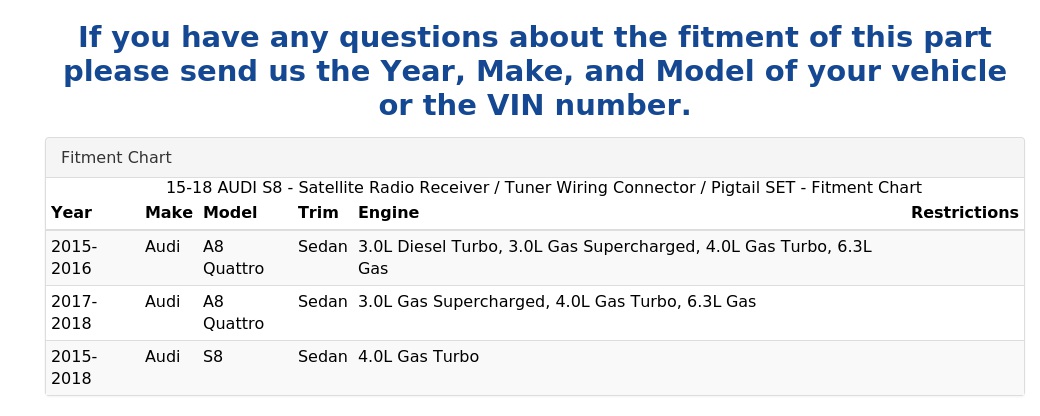 SATELLITE RADIO RECEIVER / TUNER WIRING CONNECTOR / PIGTAIL SET