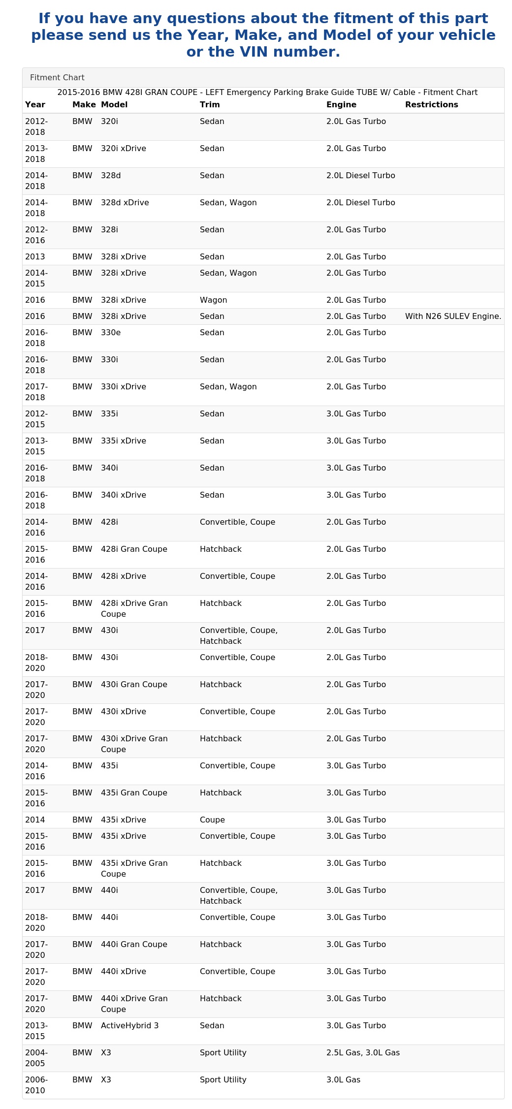EMERGENCY PARKING BRAKE GUIDE TUBE w/ CABLE