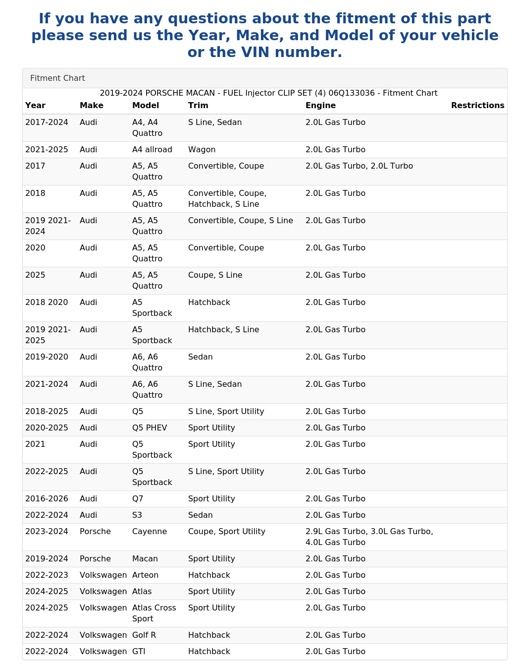 FUEL INJECTOR CLIP SET (4)