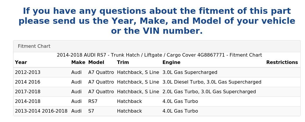 TRUNK HATCH / LIFTGATE / CARGO COVER