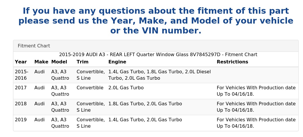 QUARTER WINDOW GLASS