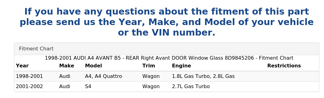 AVANT DOOR WINDOW GLASS