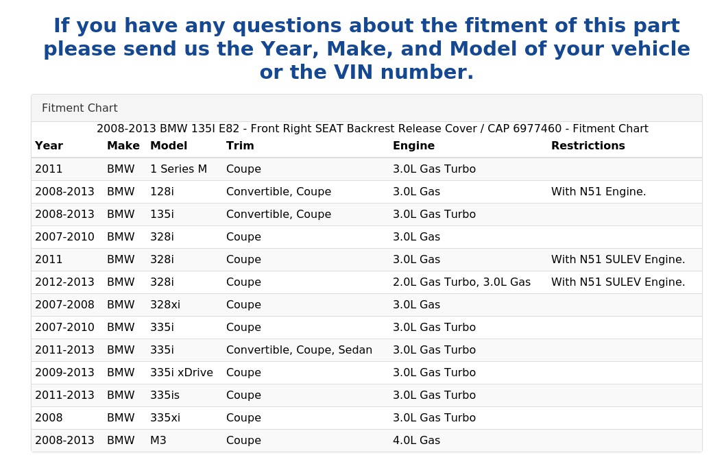SEAT BACKREST RELEASE COVER / CAP