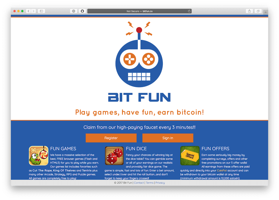 bitfun.co is a website offering a high paying Bitcoin faucet