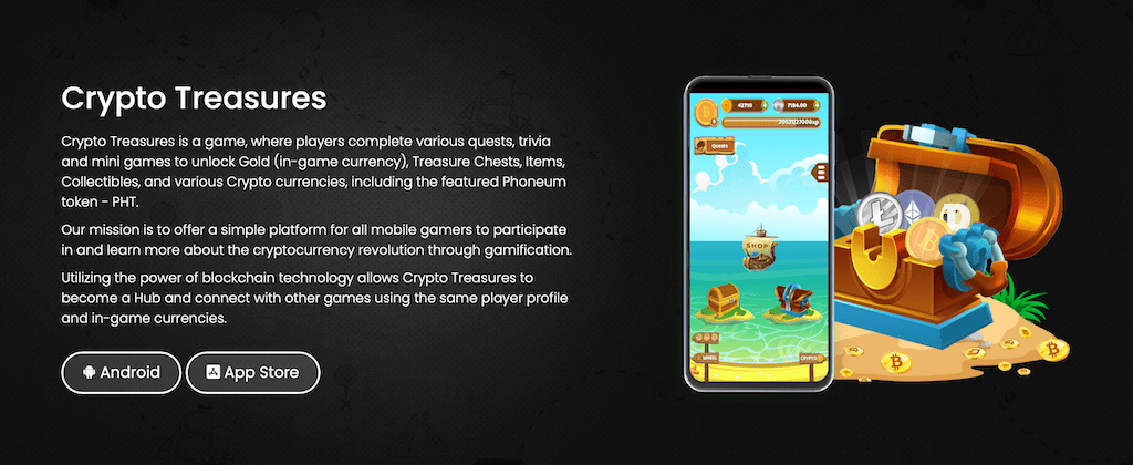 crypto treasures is a game developed by Phoneum