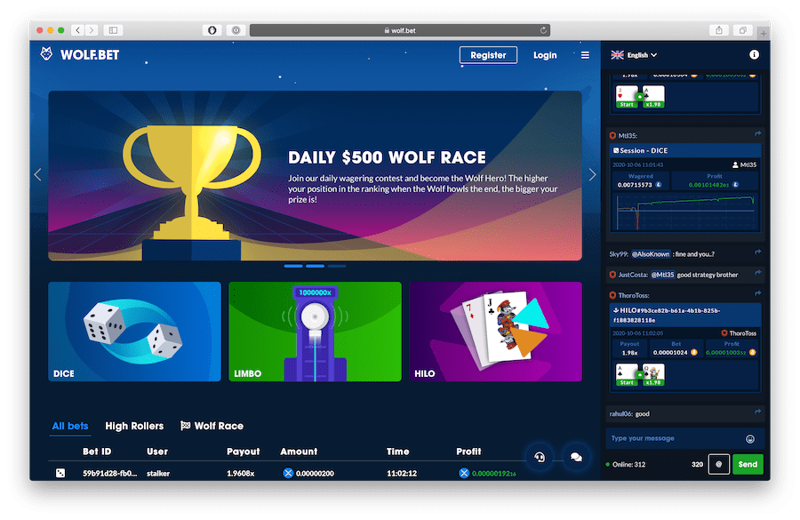 wolf.bet is gambling site casino offering ethereum as payment
