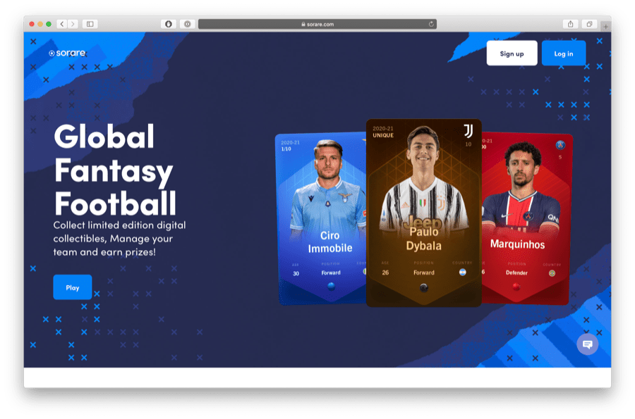 sorare is a football card ethereum game