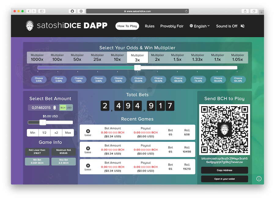 satoshidice is one of the first crypto dice gambling games