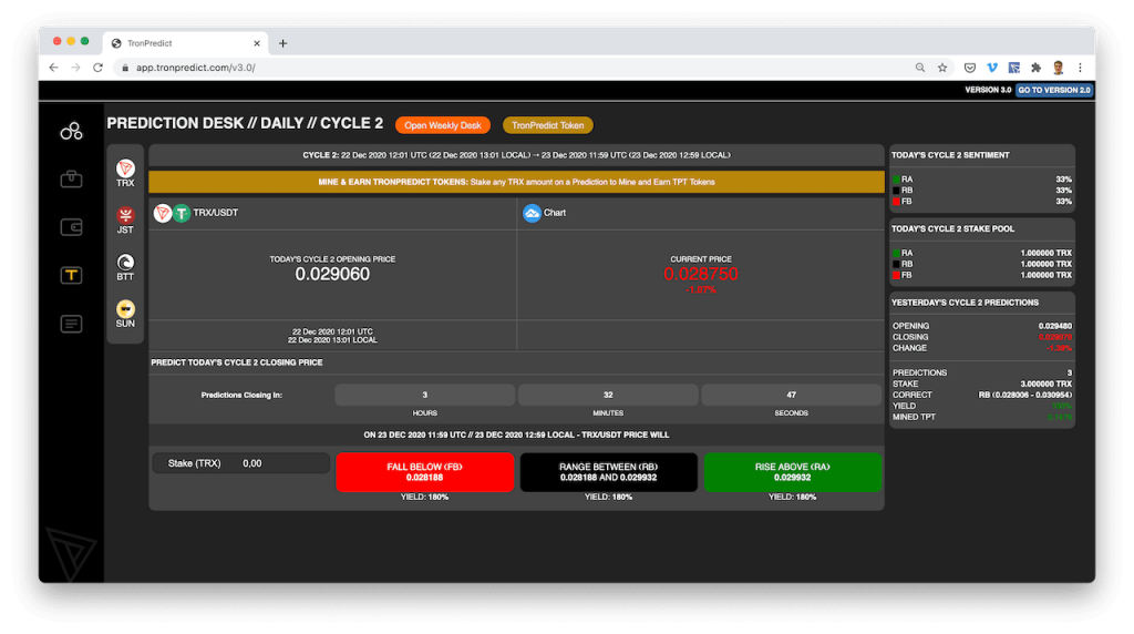 tronpredict trx gambling dapp