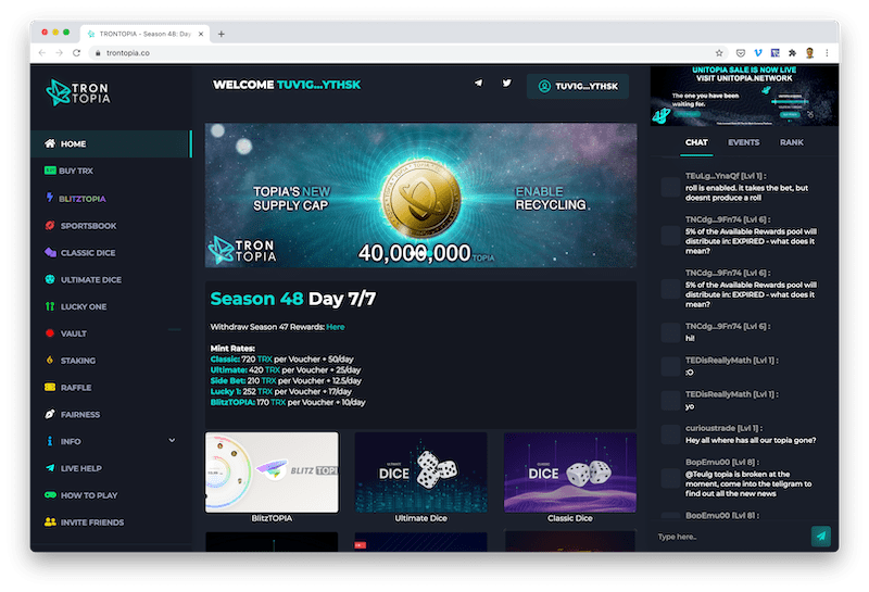 trontopia is a full-feature gambling dapp