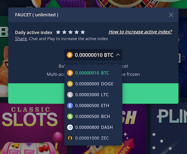 bitcoin faucet and other crypto at luckyfish site