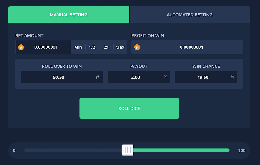 dice game at luckyfish to play with instant bitcoin withdrawal