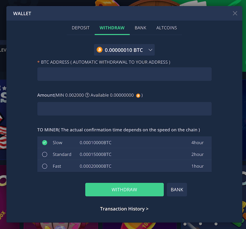 luckyfish instant bitcoin payout screen