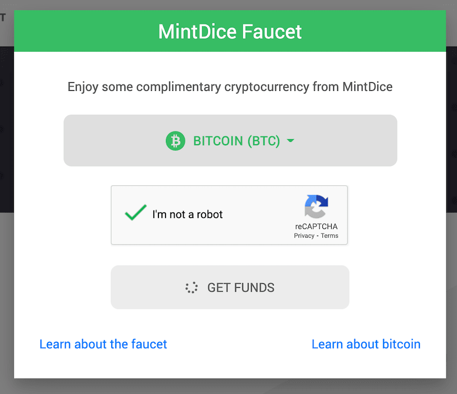 mintdice faucet is minimal but allow for bitcoin gambling with their site