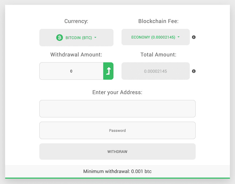 mintdice payout screen for bitcoin