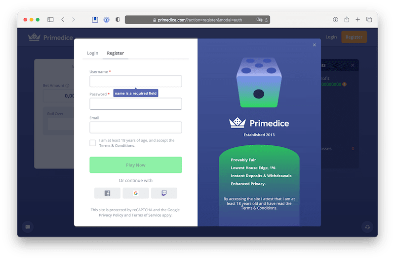 primedice ethereum casino