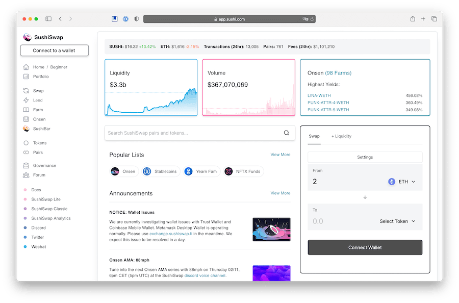 sushiswap is a great place to buy defi tokens