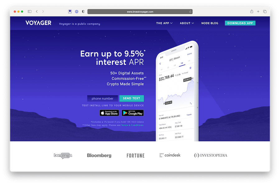 voyager is an investing platform for defi