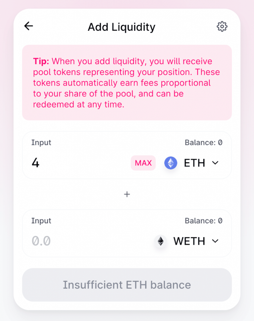 uniswap add liquidity to pools using built-in staking functionality