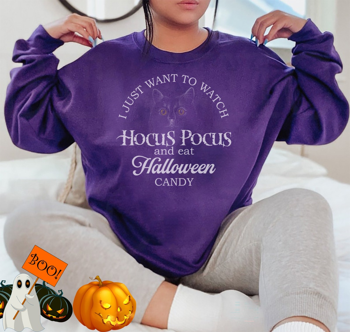 I Just Want To Watch Hocus Pocus And Eat Candy Disney Halloween Sweatshirt