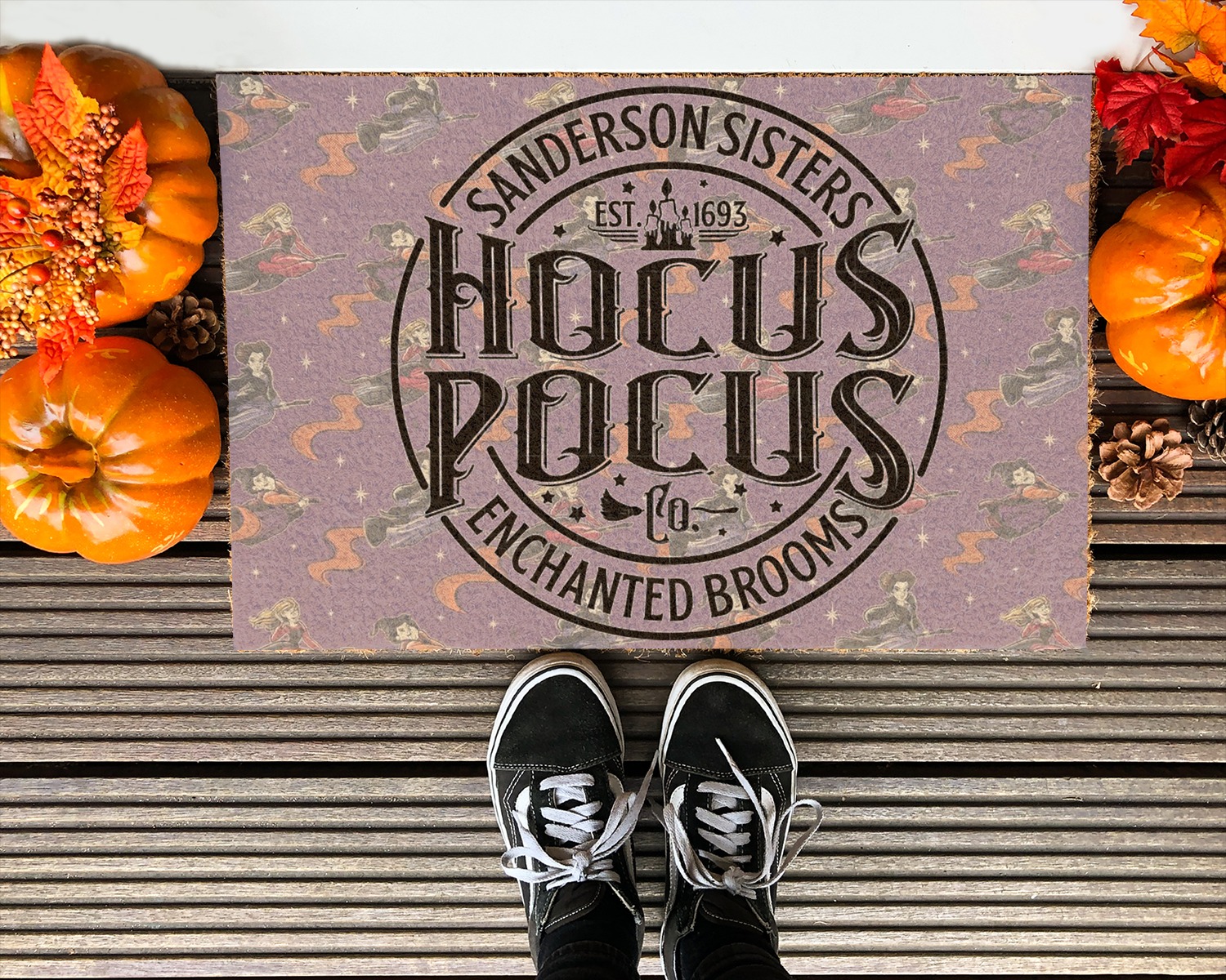 Cute Sanderson Sisters Enchanted Brooms Hocus Pocus Doormat