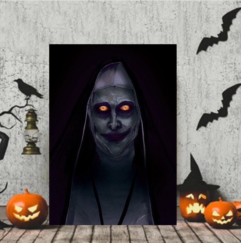Horror Valak Demon Nun Halloween Canvas Painting