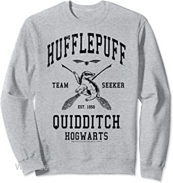 Hufflepuff Quidditch Team Seeker Black Logo Harry Potter Crew Neck Sweatshirt, Harry Potter Merchandise