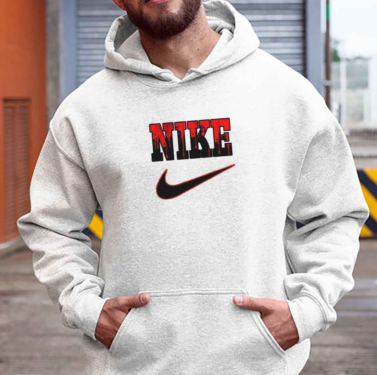  Horror Bloody Nike Logo On Nike Halloween Hoodie