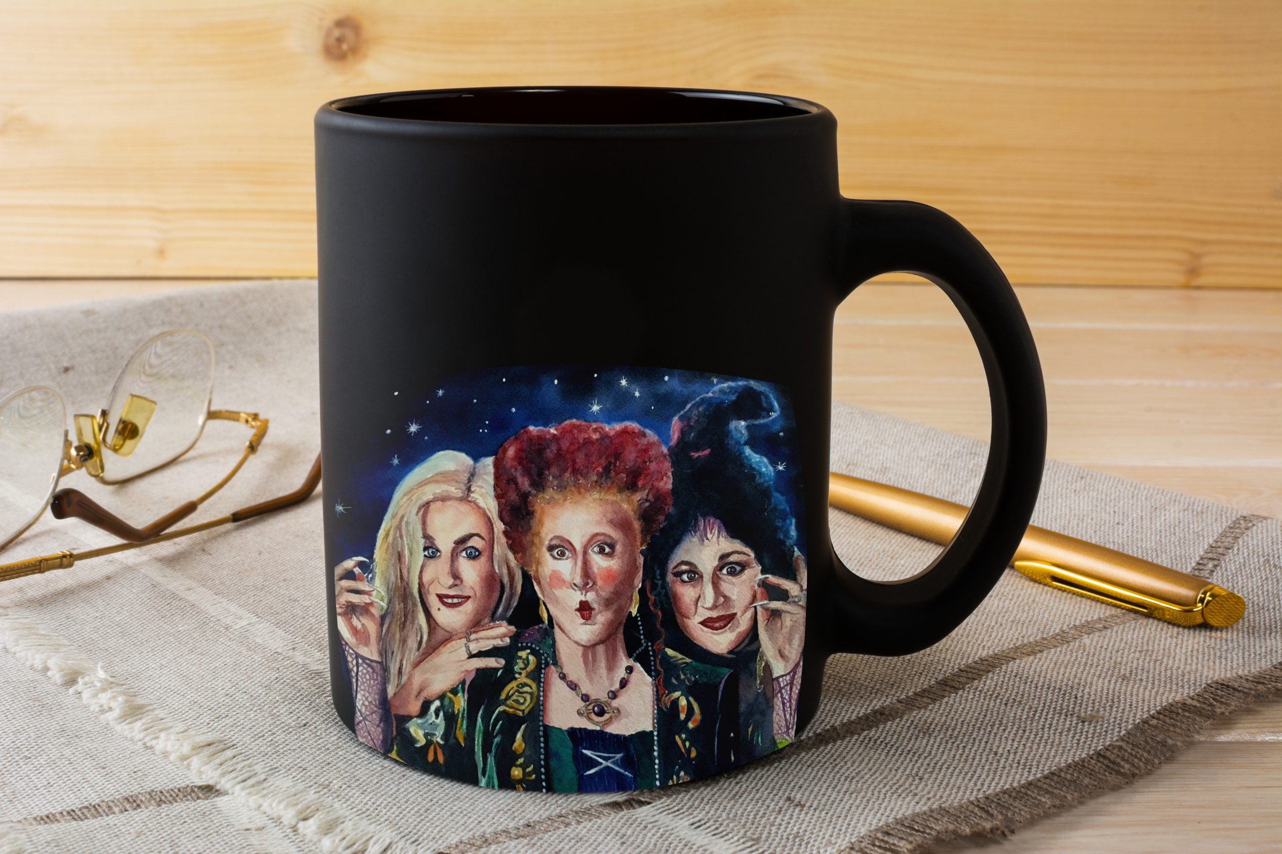 Horror Art Three Sanderson Sisters Witches Halloween Hocus Pocus Coffee Mug