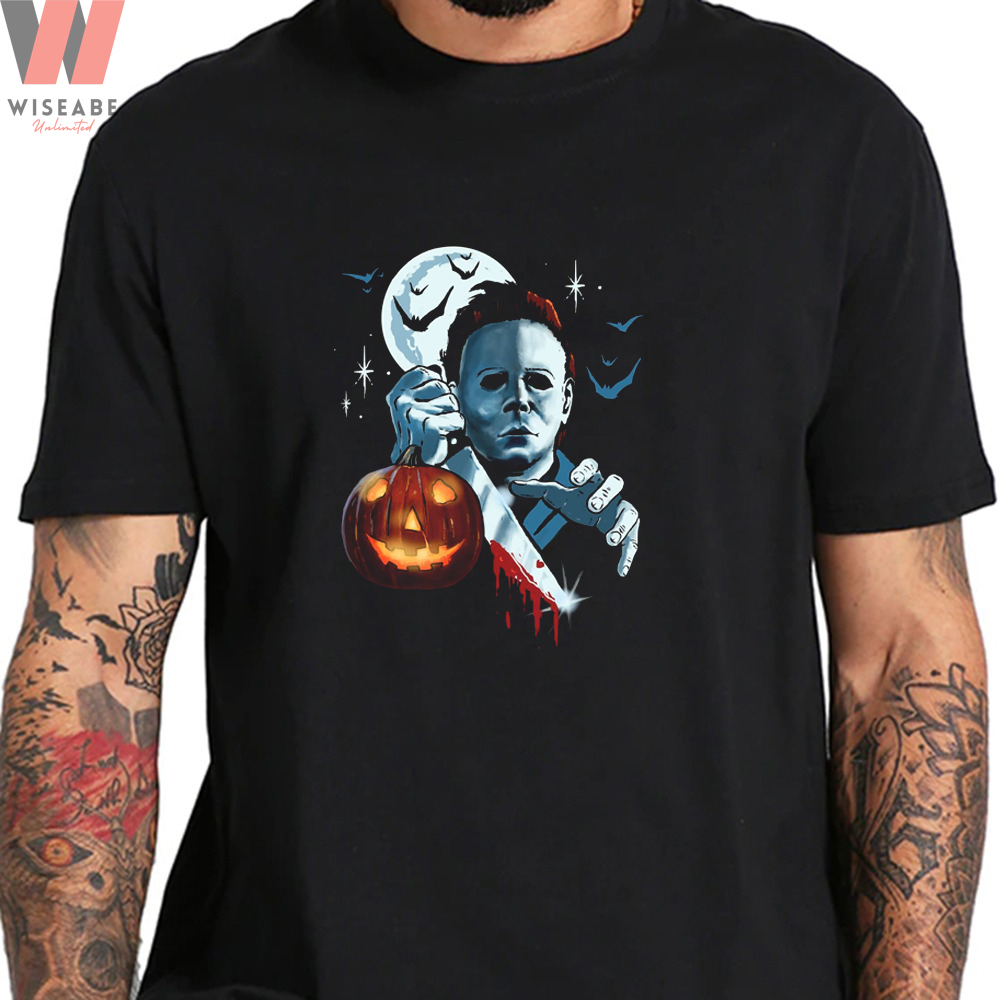Horror Myers With Knife Pumpkin Face Michael Myers Vintage Shirt