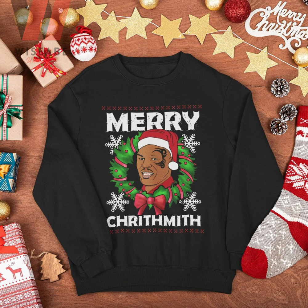 Cheap Merry Chrithmith Mike Tyson Wreath Christmas Ugly Sweatshirt