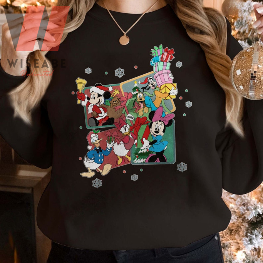 Vintage Merry Christmas With Mickey And Friends Disney Holiday Sweatshirt