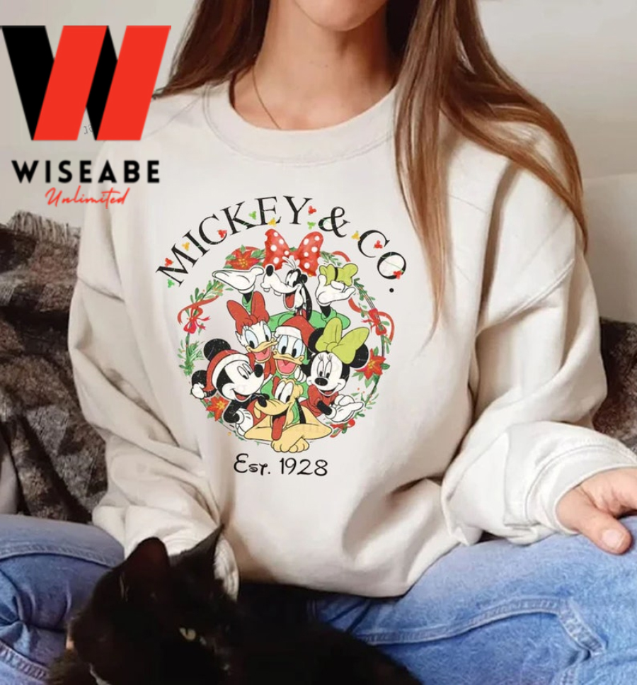 Mickey&Co Est 1928 Disney Christmas Sweatshirt, Xmas Gift Ideas For Disney Lovers