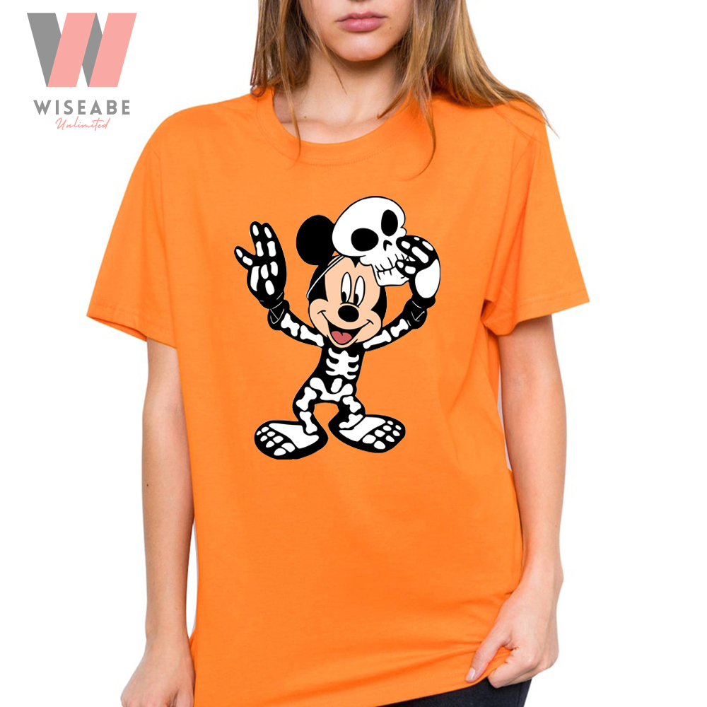 Cheap Mickey Mouse Skeleton Disney Halloween T Shirt