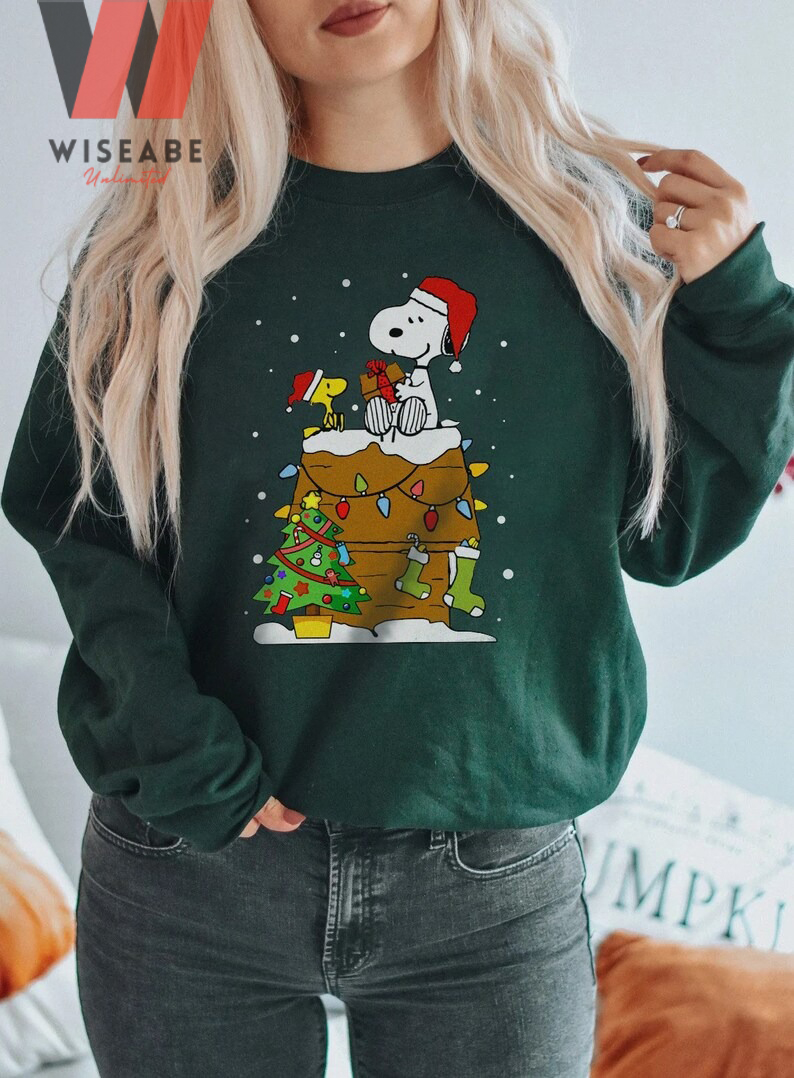 Snoopy And Woodstock Sitting On The Chimney Peanuts Christmas Sweatshirt, Xmas Gift Ideas For Adults