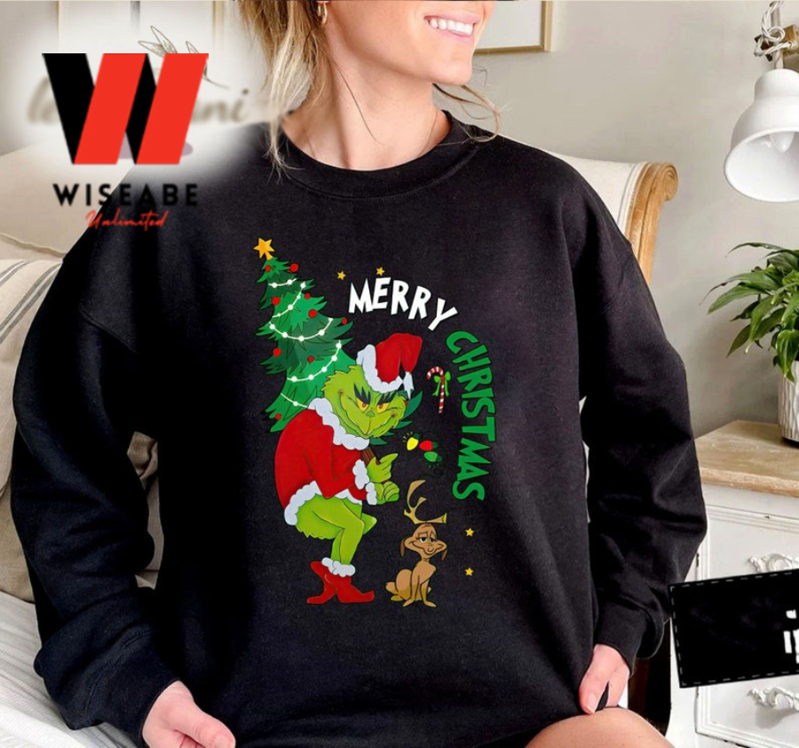 Grinch And Max Stole Christmas Tree Grinch Crewneck Sweatshirt